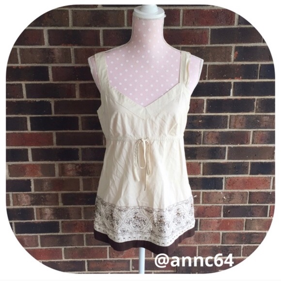 Loft Cream Beaded Border Dress Tank 4 - Picture 2 of 4